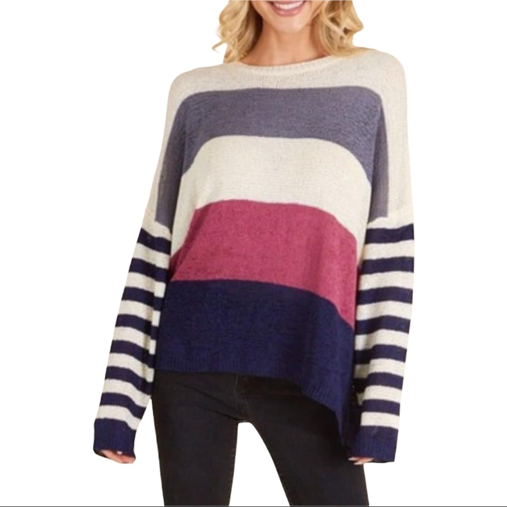 NWOT P.S. Kate Beautiful Striped Dropped Sleeve Sweater